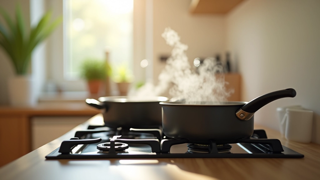 Cuisine de famille avec plusieurs casseroles en cuisson simultanée, dimanche matin