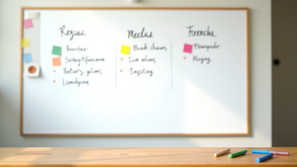 Tableau blanc avec trois propositions de menus dessinées avec des stickers colorés, enfants autour